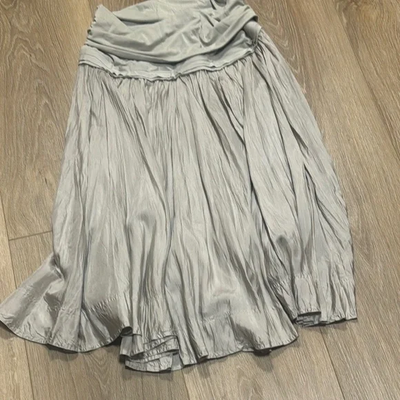 Donna Karan Silver Mini A-Line Skirt Pleated Wrap - Picture 4 of 4